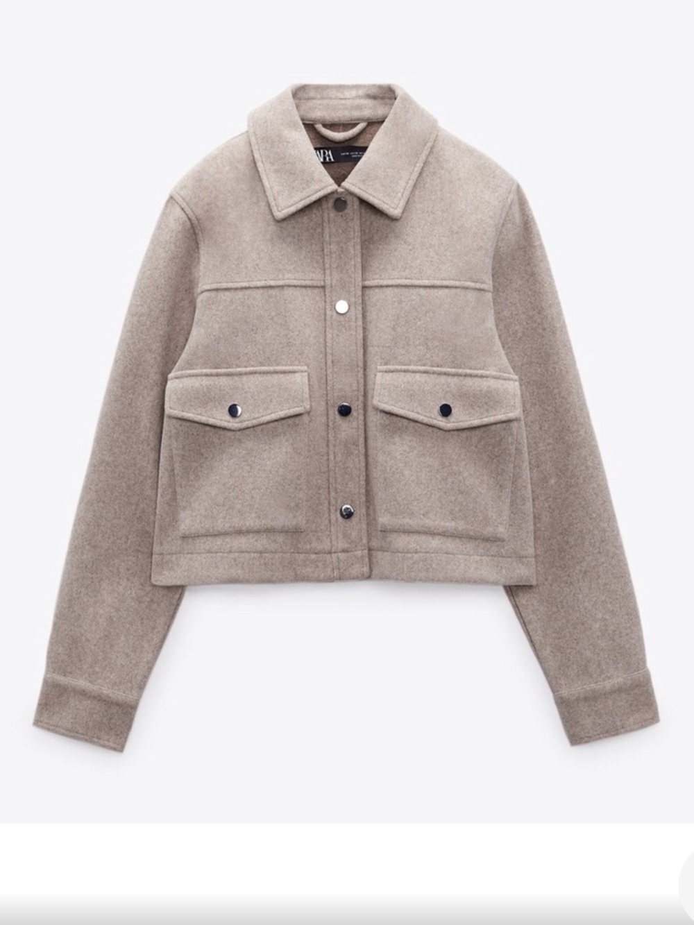 Zara Cropped Taupe Wool-Blend Jacket NWT